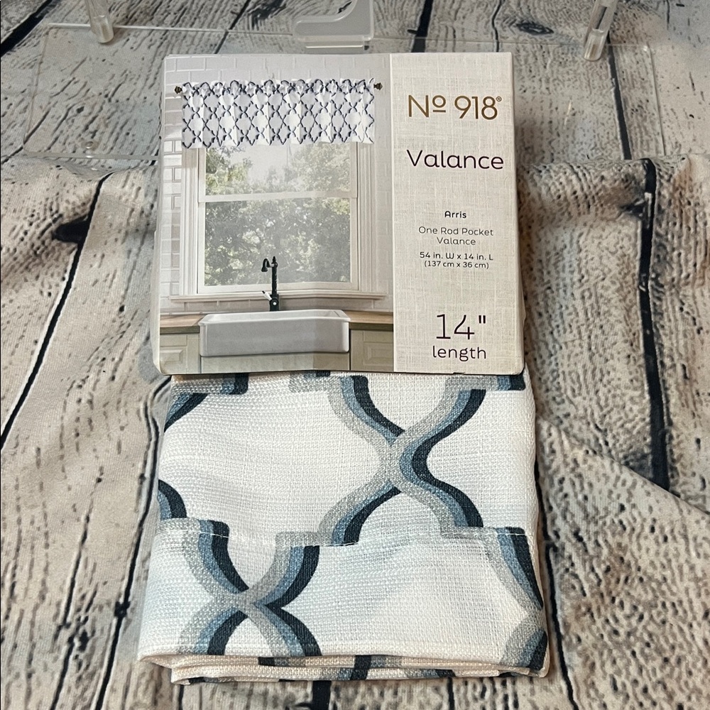 NWT Valance Curtain in Blue and Gray